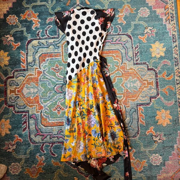 Floral and Polka Dot Patchwork Dress by Zara size XS - Picture 3 of 4